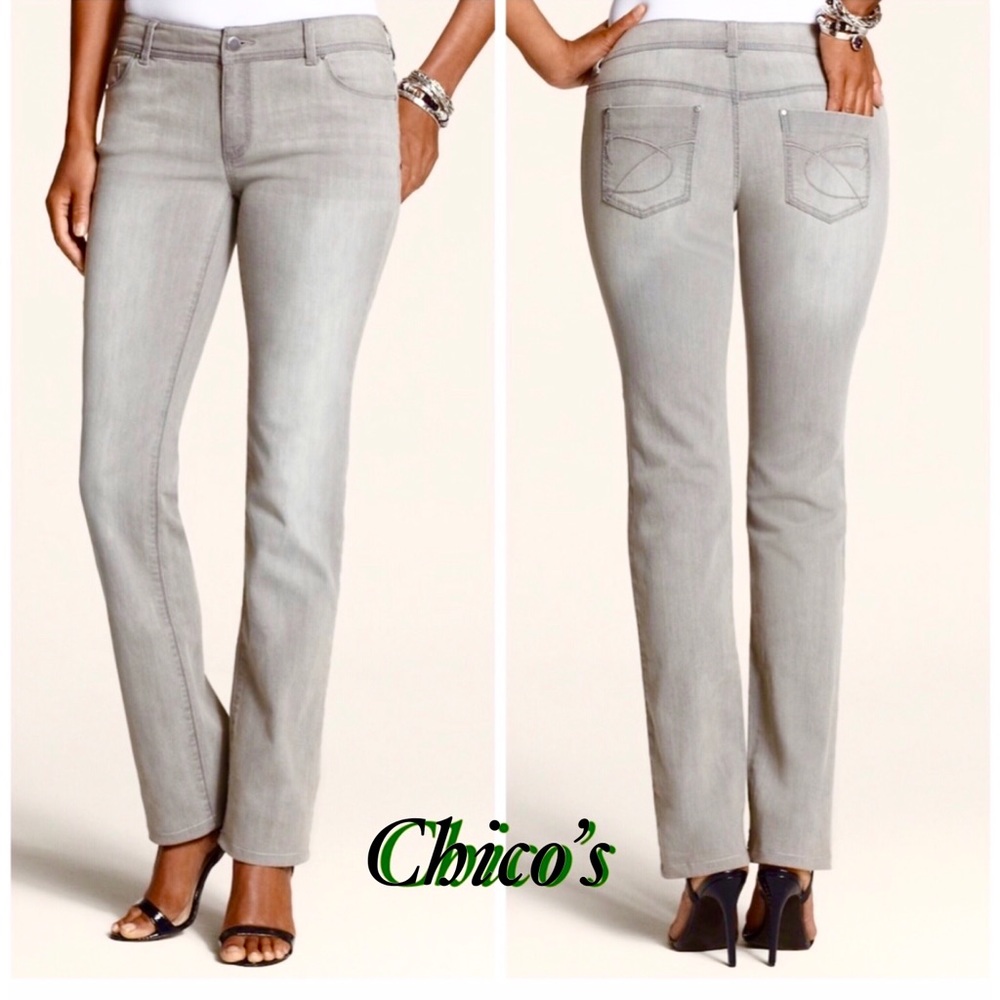 CHICO’S platinum denim Ultimate fit barely flare